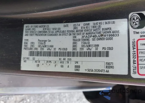 2014 Ford Fiesta Se z USA, uszkodzony, nr VIN 3FADP4BJ2EM199833